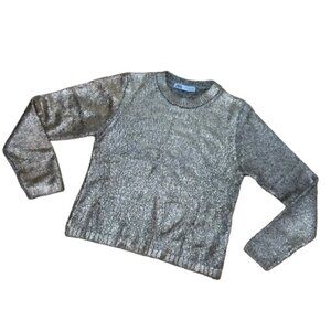 ZARA Metallic Gold Coated CrewNeck Sweater Size Medium